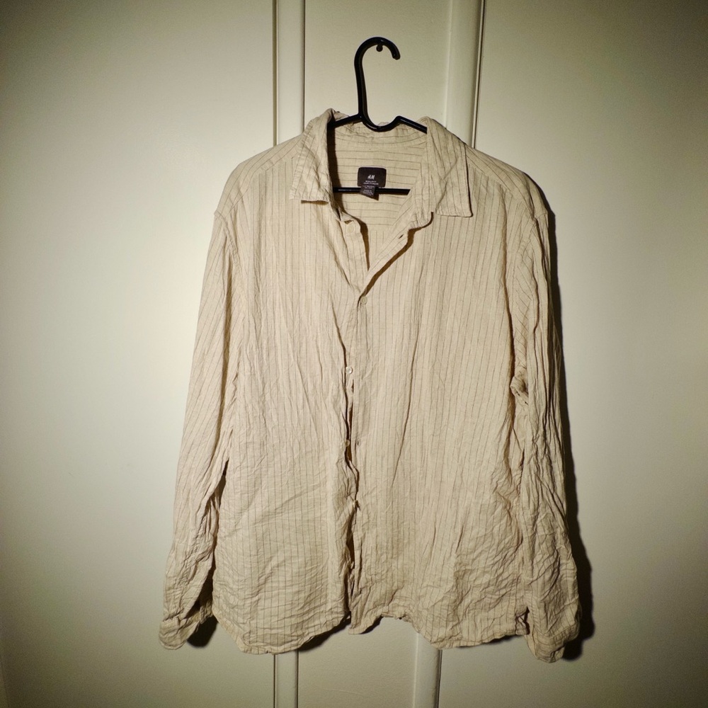 Men's Beige Casual Button Down